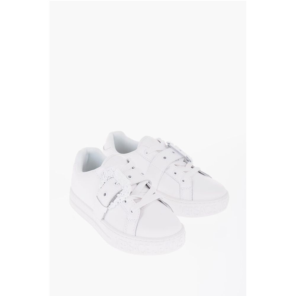 JEANS COUTURE Leather Low-Top Sneakers with Maxi Decorative