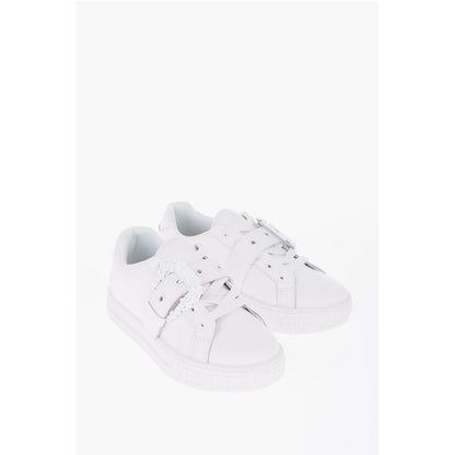 JEANS COUTURE Leather Low-Top Sneakers with Maxi Decorative