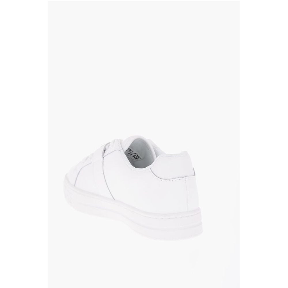 JEANS COUTURE Leather Low-Top Sneakers with Maxi Decorative