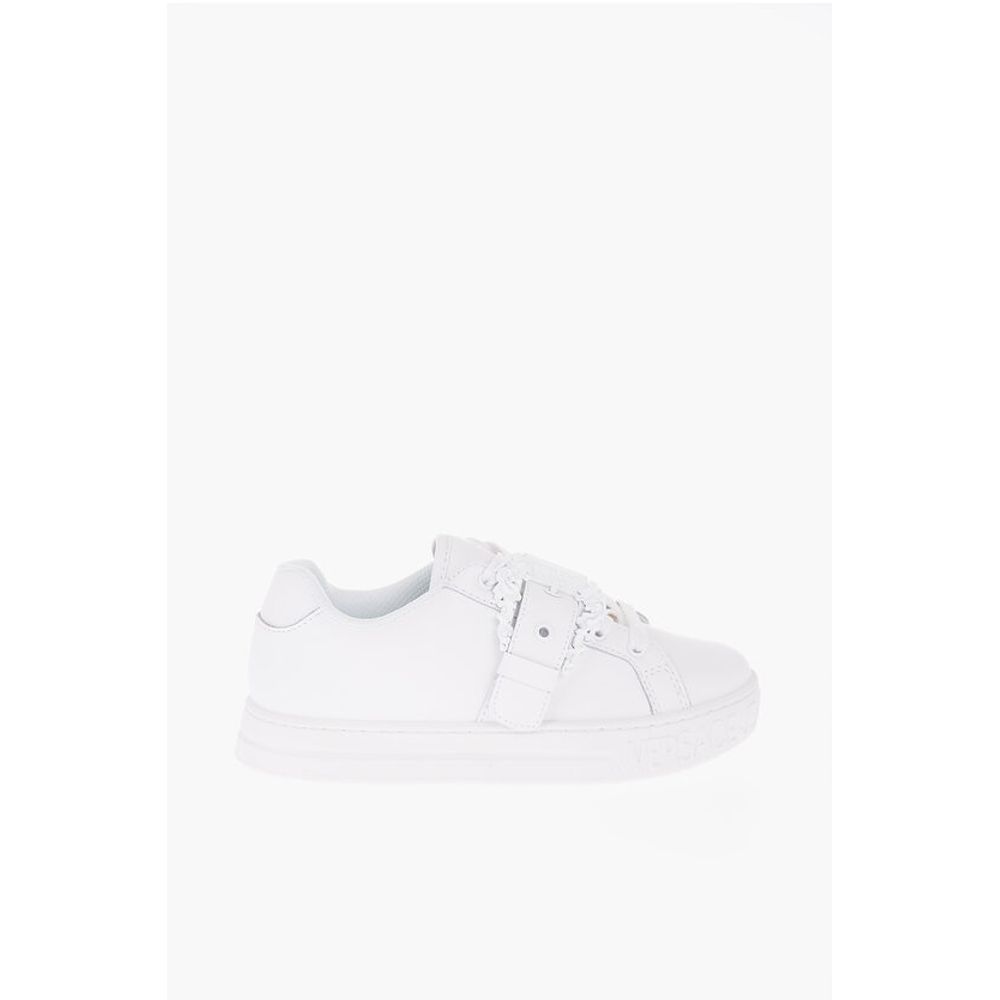 JEANS COUTURE Leather Low-Top Sneakers with Maxi Decorative