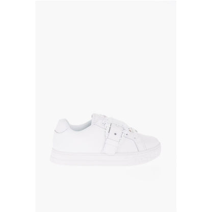 JEANS COUTURE Leather Low-Top Sneakers with Maxi Decorative