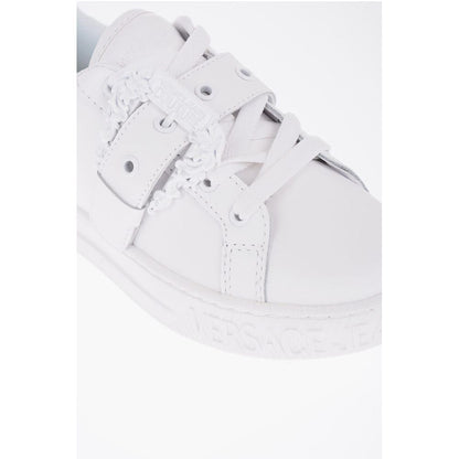 JEANS COUTURE Leather Low-Top Sneakers with Maxi Decorative