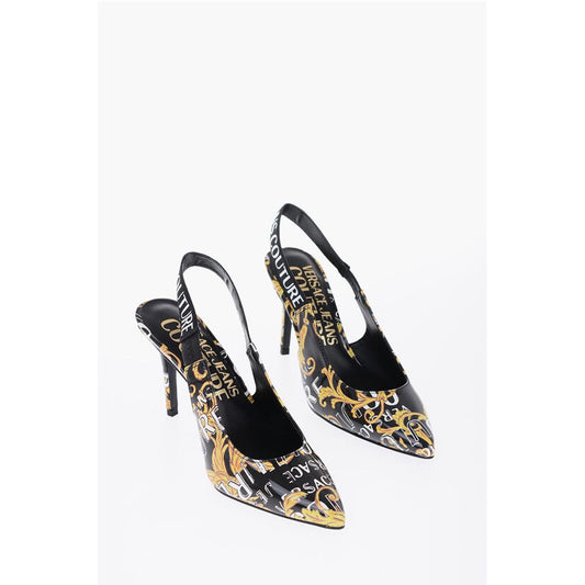 JEANS COUTURE Baroque Motif Faux Leather Slingback 9,5cm