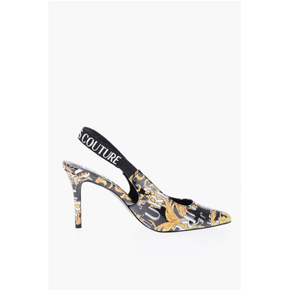 JEANS COUTURE Baroque Motif Faux Leather Slingback 9,5cm