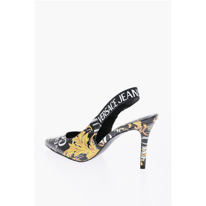 JEANS COUTURE Baroque Motif Faux Leather Slingback 9,5cm