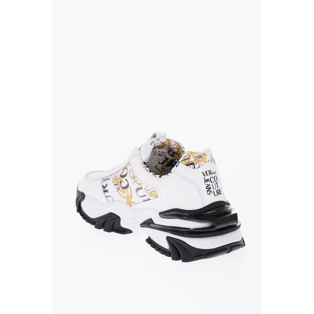 JEANS COUTURE Leather Sneakers with Baroque Detail 6cm