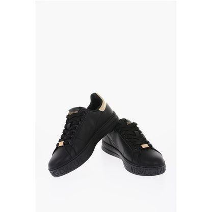 JEANS COUTURE Textured Leather Low-Top Sneakers with Golden