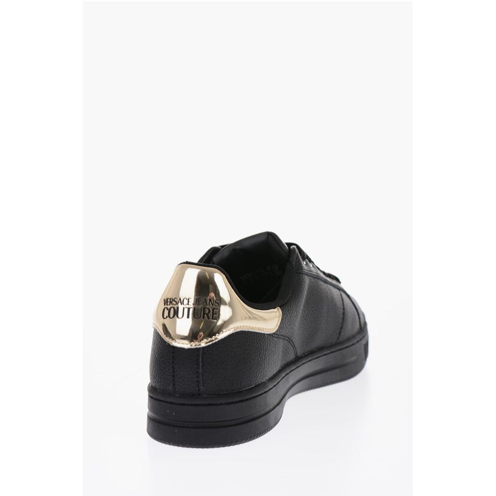 JEANS COUTURE Textured Leather Low-Top Sneakers with Golden