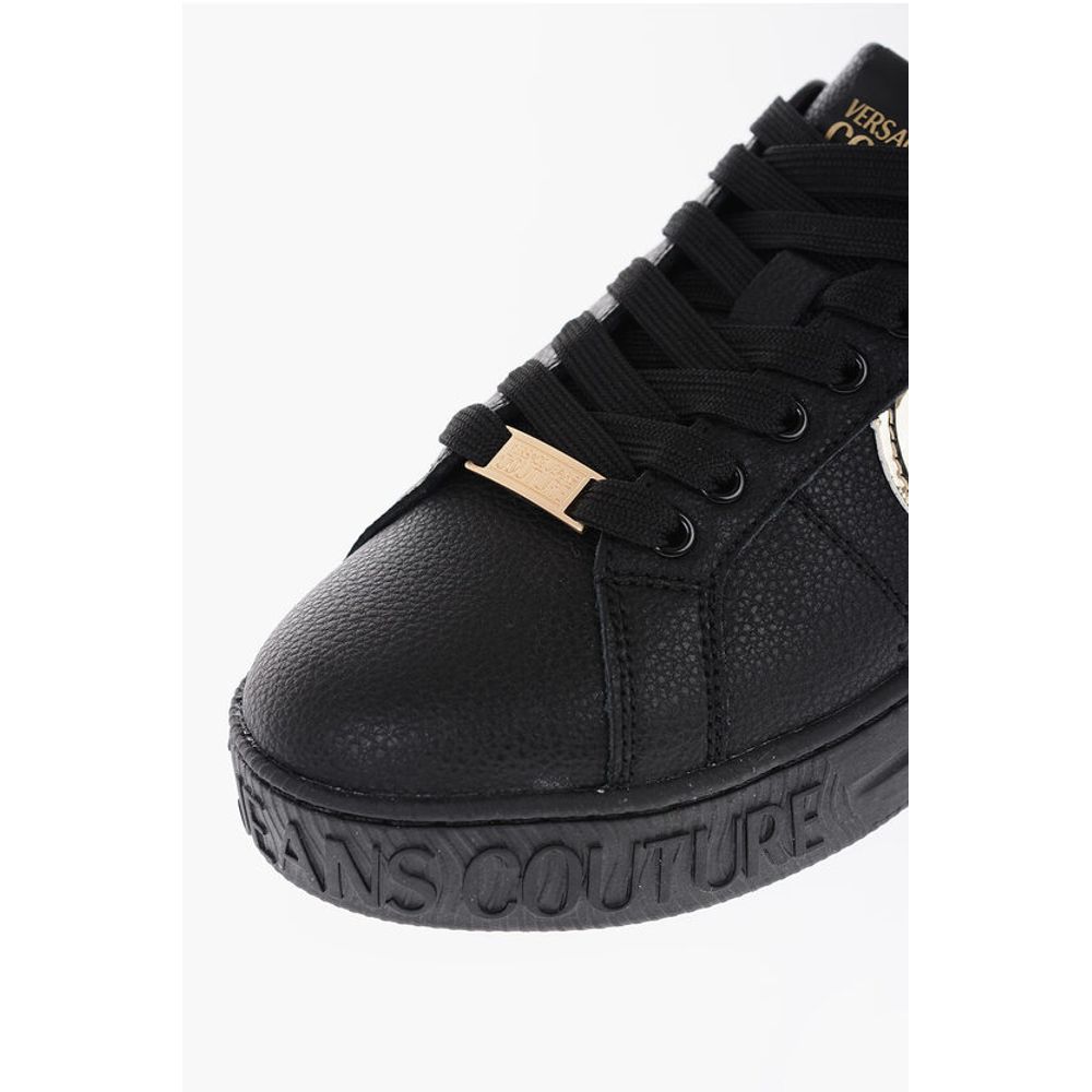 JEANS COUTURE Textured Leather Low-Top Sneakers with Golden