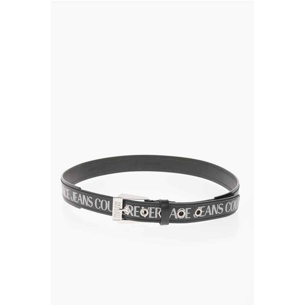 JEANS COUTURE Saffiano Leather Belt with Printed Logo 35mm