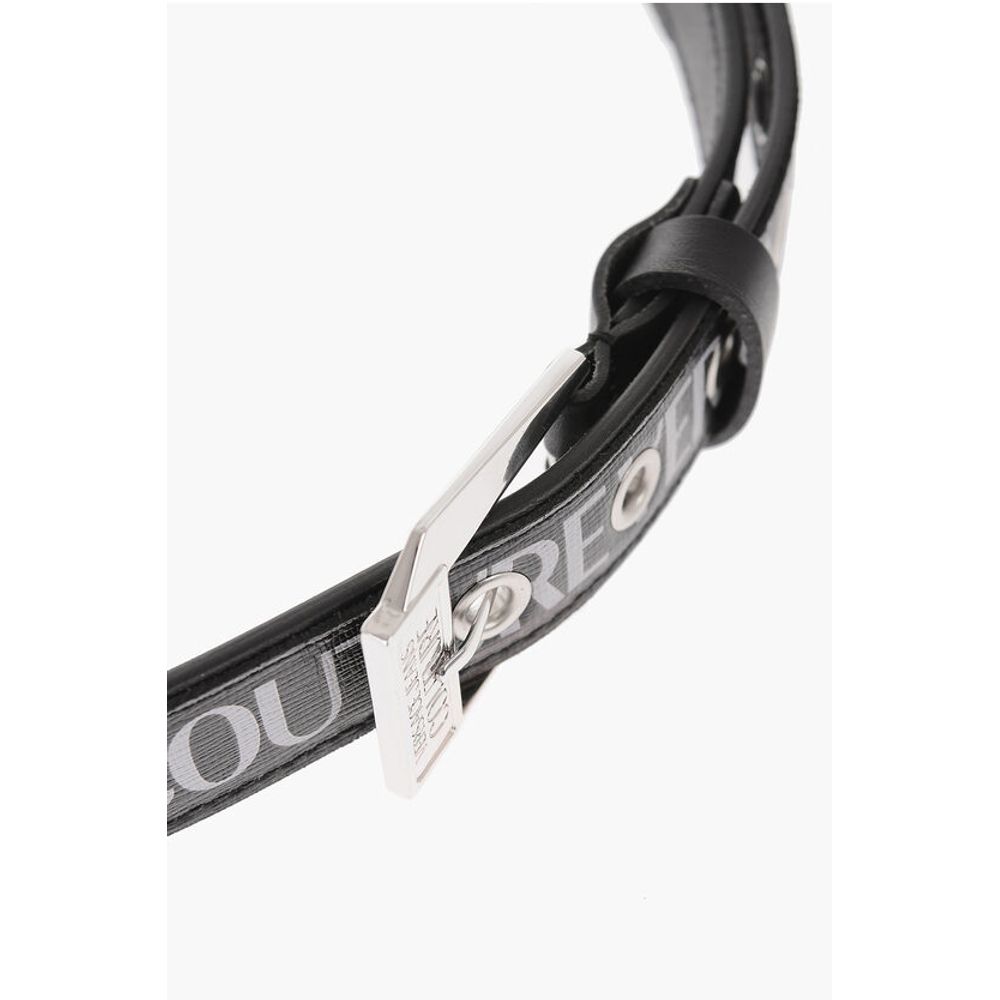 JEANS COUTURE Saffiano Leather Belt with Printed Logo 35mm