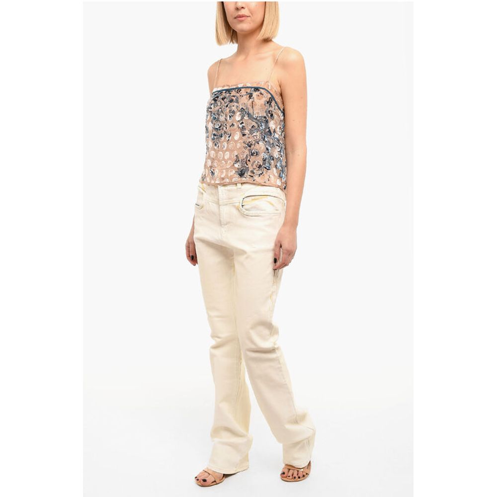 Coated-denim D-LYA Slim-fitting Jeans with High Waist