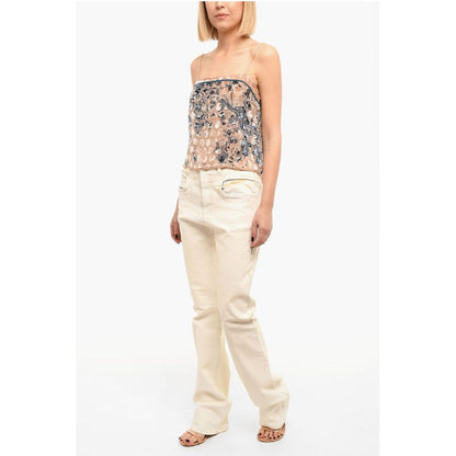 Coated-denim D-LYA Slim-fitting Jeans with High Waist