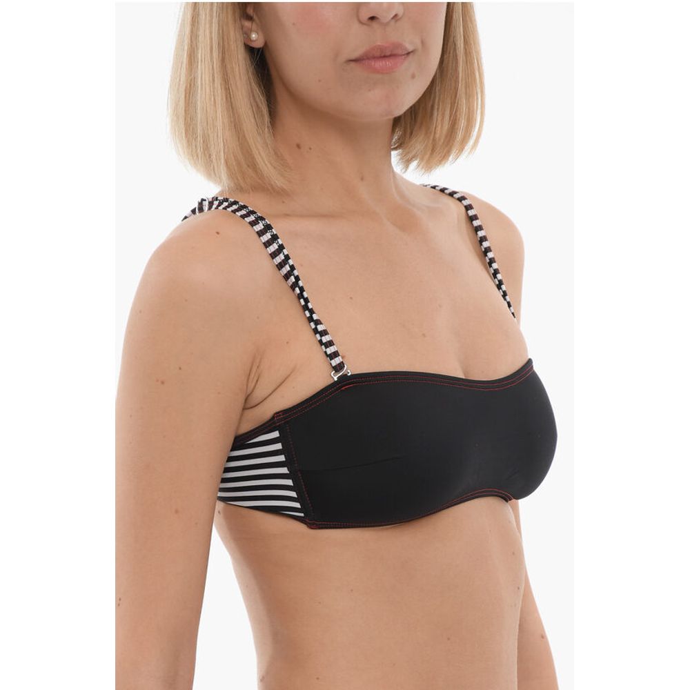 Bandeau Bikini Top with Striped Straps