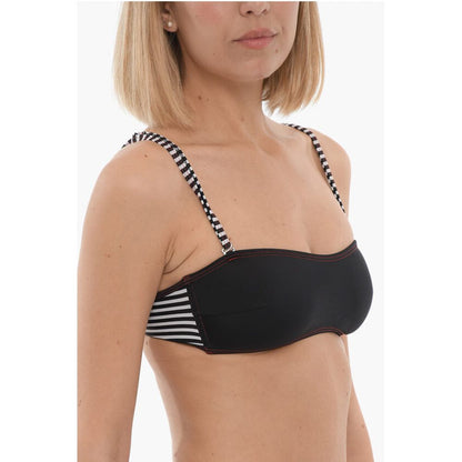 Bandeau Bikini Top with Striped Straps