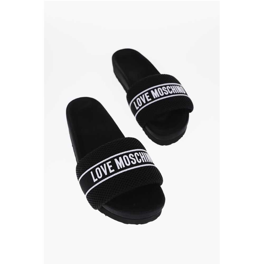 LOVE Solid Color Fabric Slides with Embroidered Logo