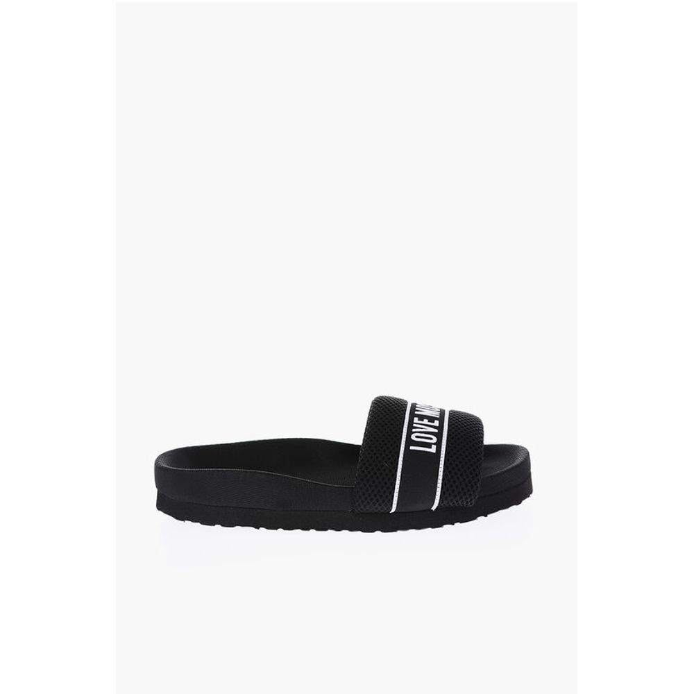 LOVE Solid Color Fabric Slides with Embroidered Logo