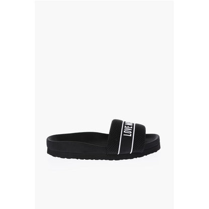 LOVE Solid Color Fabric Slides with Embroidered Logo
