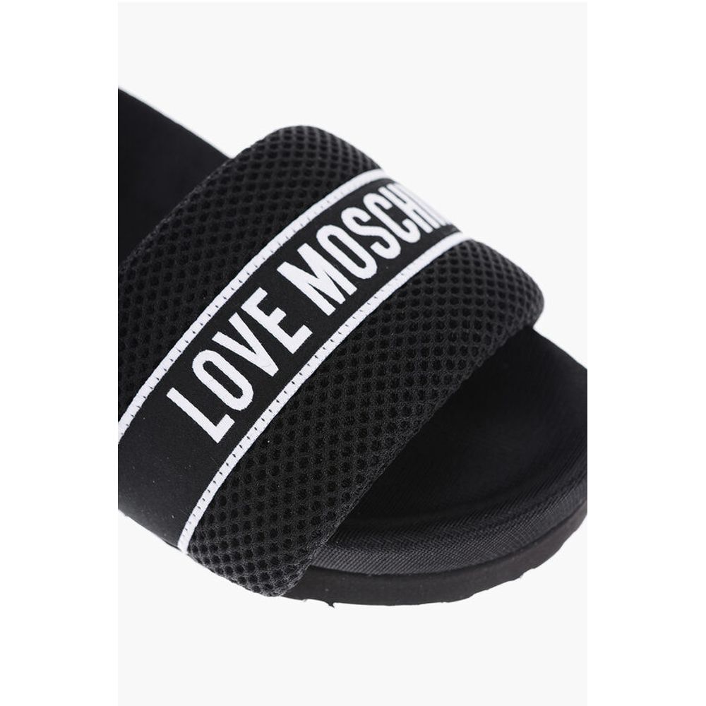 LOVE Solid Color Fabric Slides with Embroidered Logo