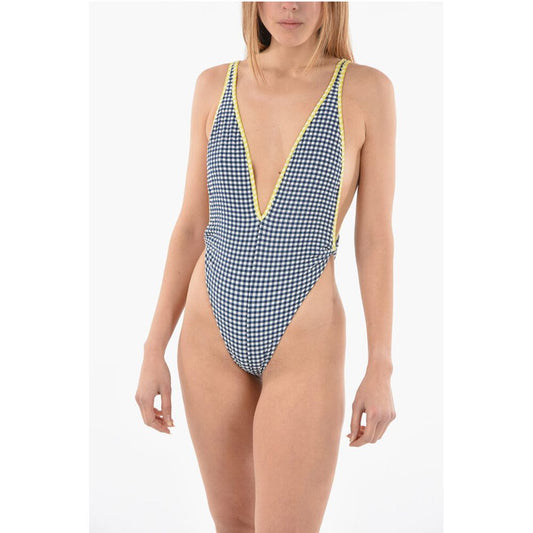Checked BFSW-TESSAH One Piece Swimsuit with Deep V-Neck