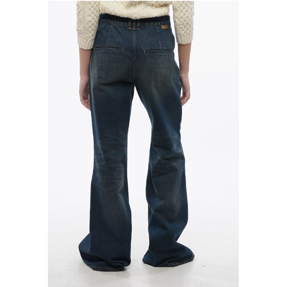 4-Pocketed Flared Fit Denims with Jewel Button
