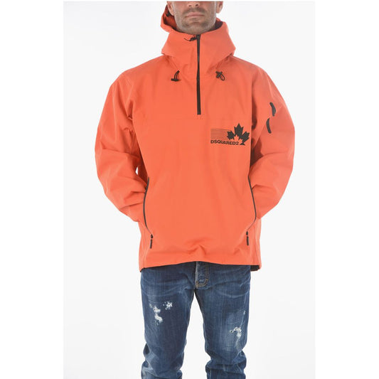 Contrasting Details Solid Color Anorak With Hood