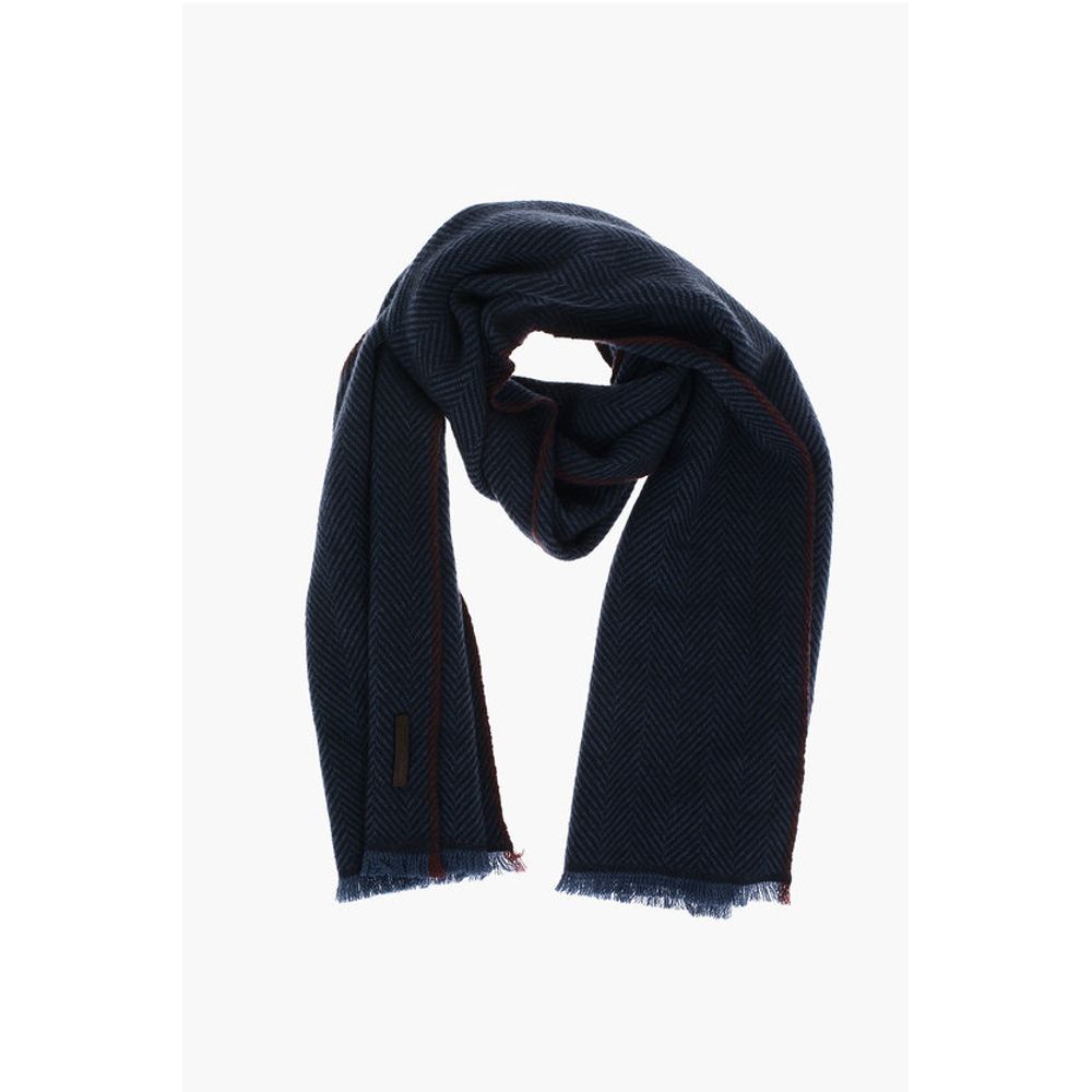 herringbone patterned cashmere scarf