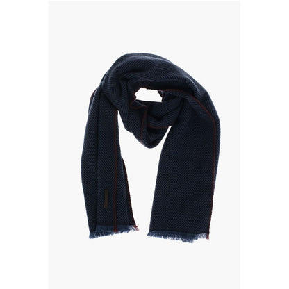 herringbone patterned cashmere scarf
