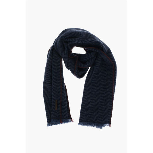 herringbone patterned cashmere scarf