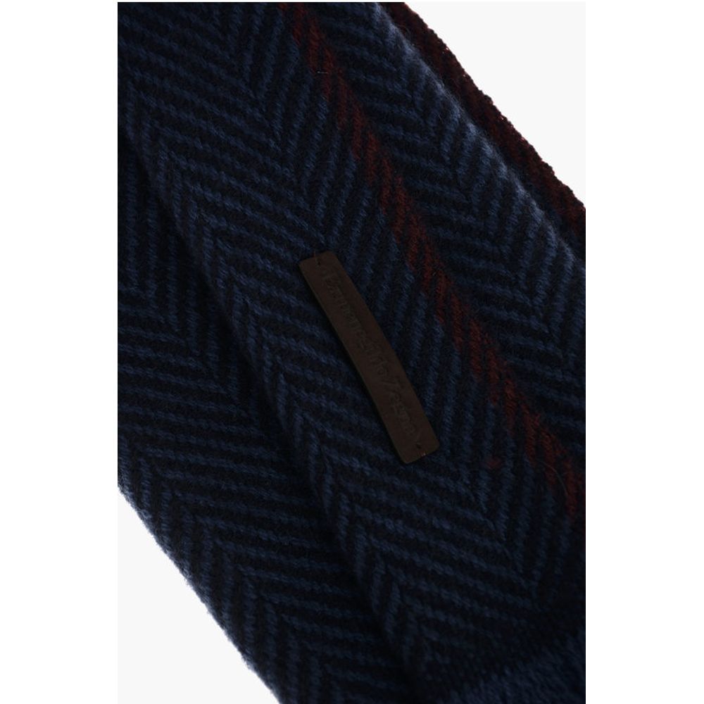 herringbone patterned cashmere scarf