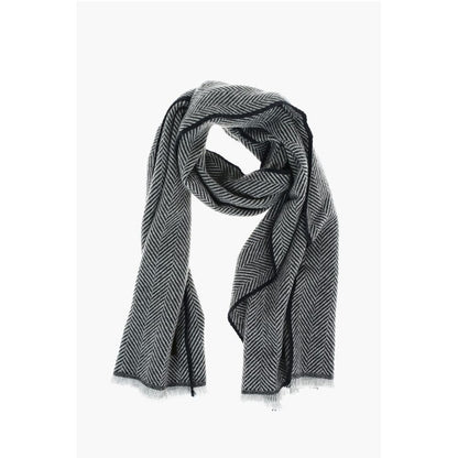 herringbone patterned cashmere scarf