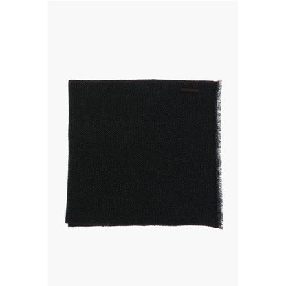 herringbone patterned cashmere scarf