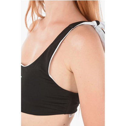 Printed WE GET REAL One-shoulder Bikini Top