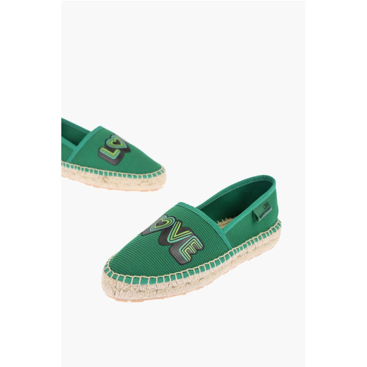 LOVE mesh espadrilles with logo-print and raffia sole