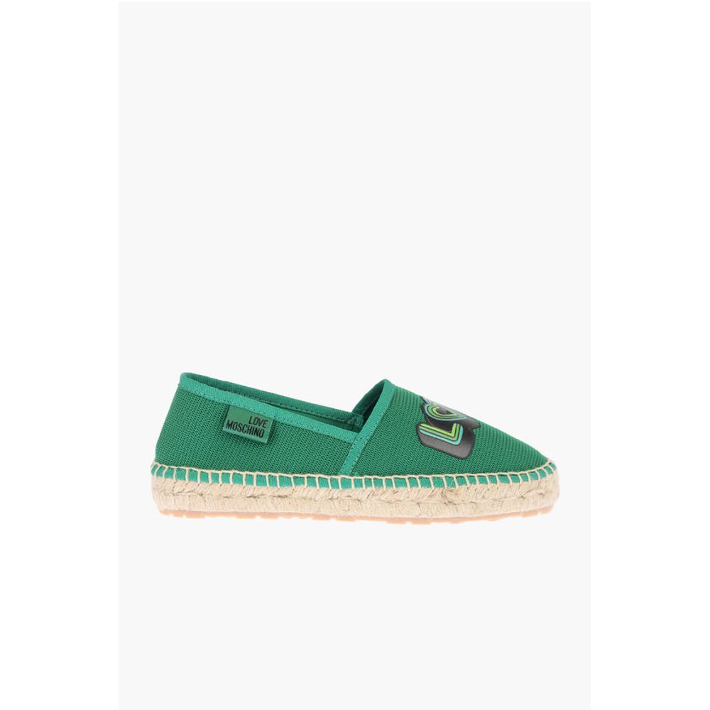LOVE mesh espadrilles with logo-print and raffia sole