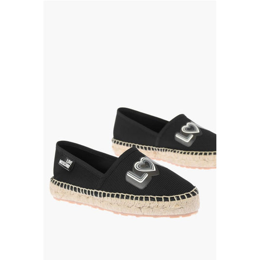 LOVE mesh espadrilles with logo-print and raffia sole