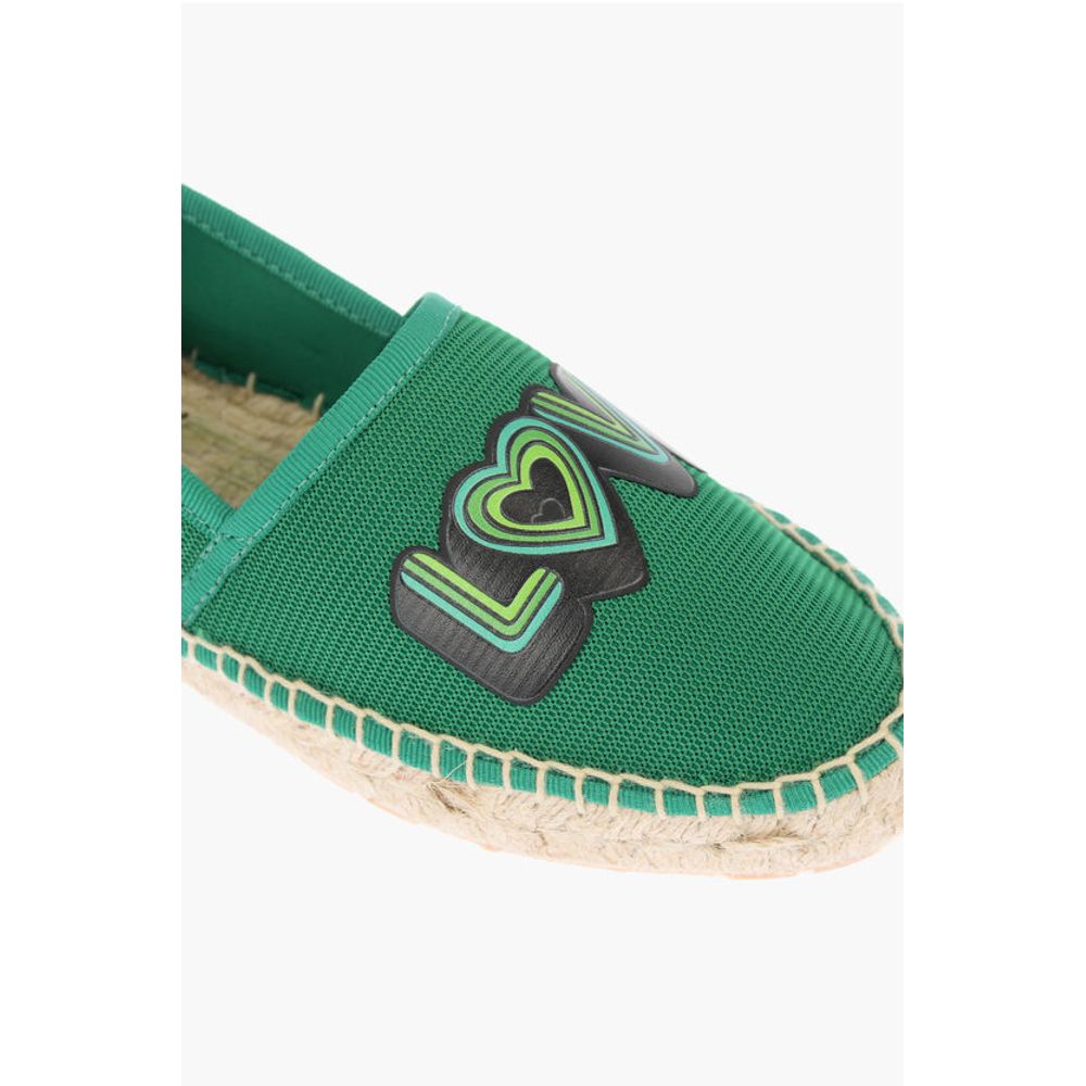 LOVE mesh espadrilles with logo-print and raffia sole