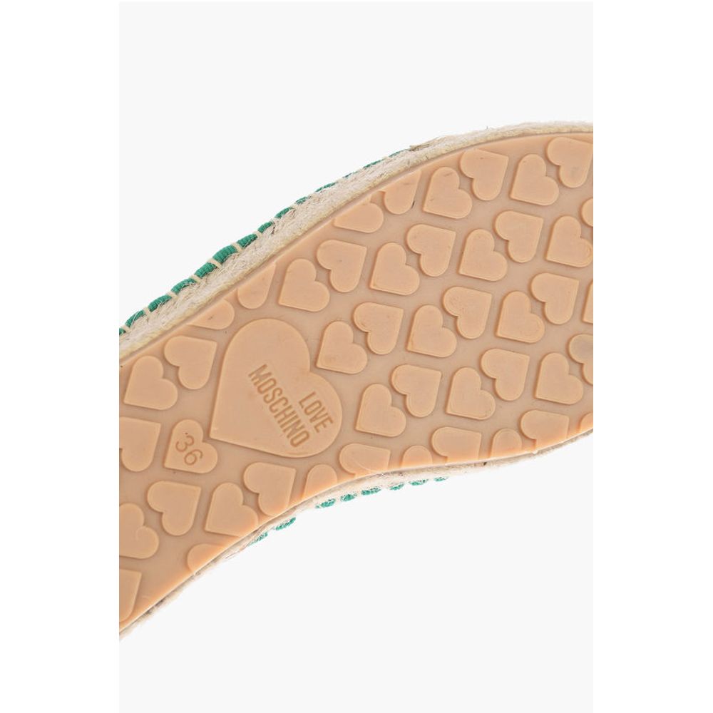 LOVE mesh espadrilles with logo-print and raffia sole