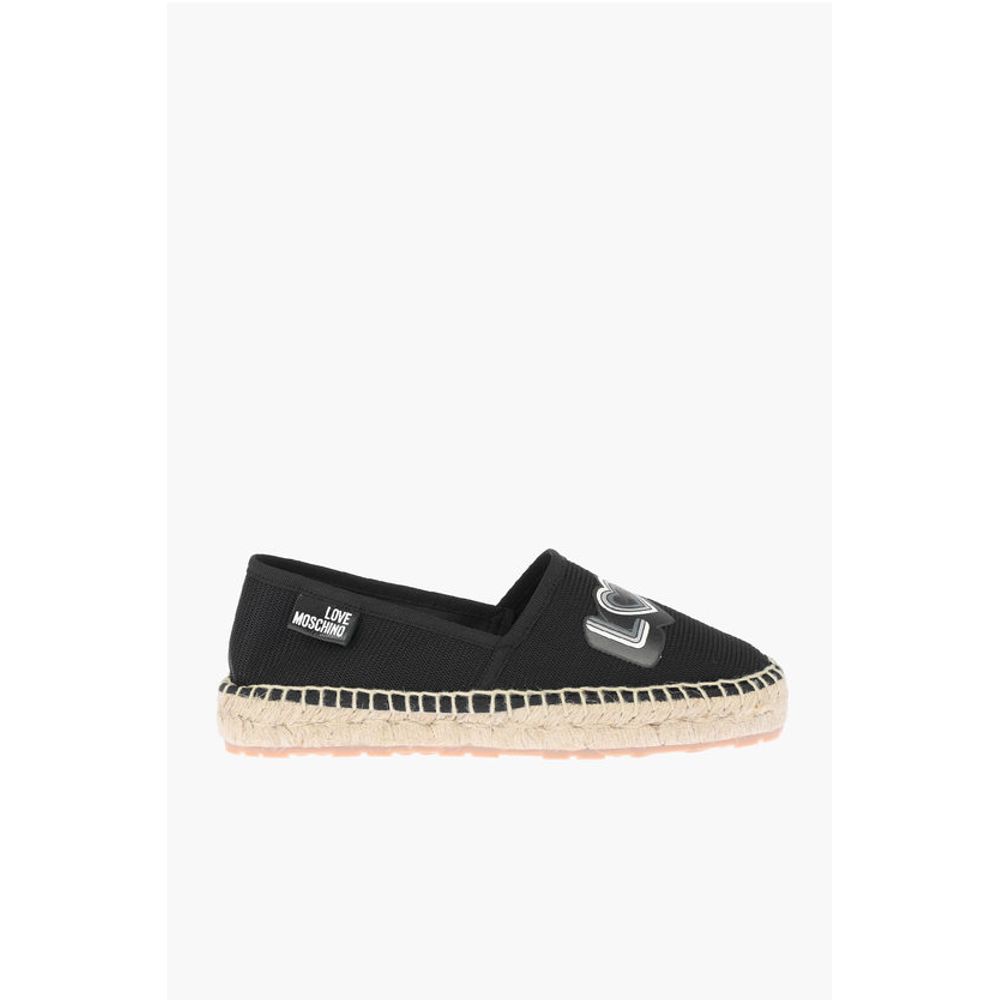 LOVE mesh espadrilles with logo-print and raffia sole