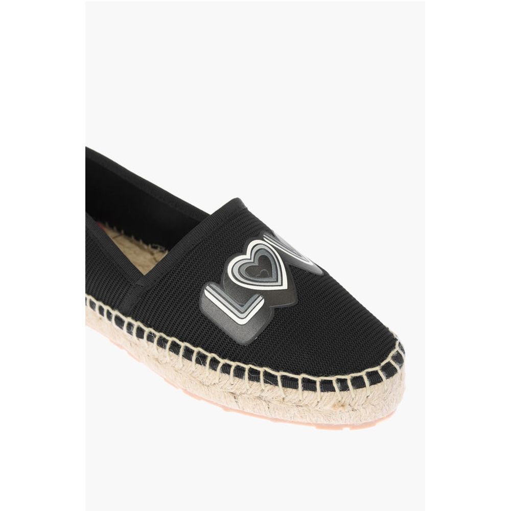 LOVE mesh espadrilles with logo-print and raffia sole
