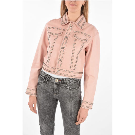 COUTURE Leather Bomber Jacket CRYSTAL embellished with studs