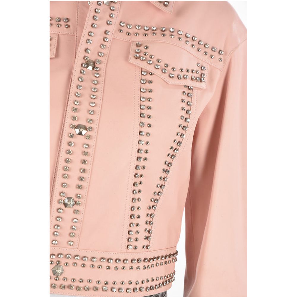 COUTURE Leather Bomber Jacket CRYSTAL embellished with studs