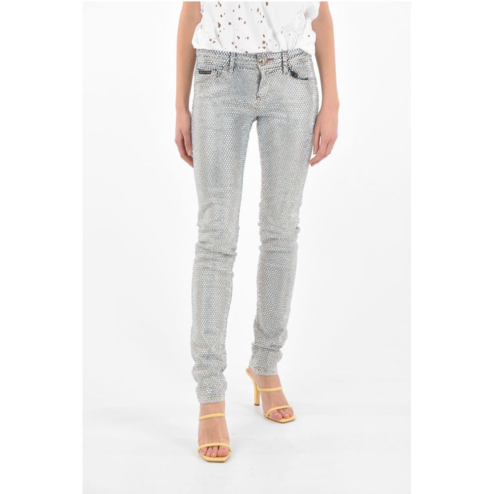 all-over crystals slim fit jeans