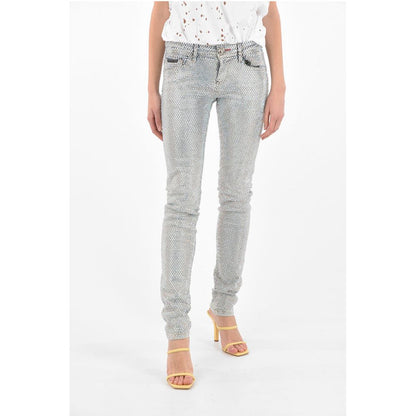 all-over crystals slim fit jeans