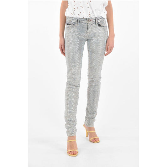 all-over crystals slim fit jeans