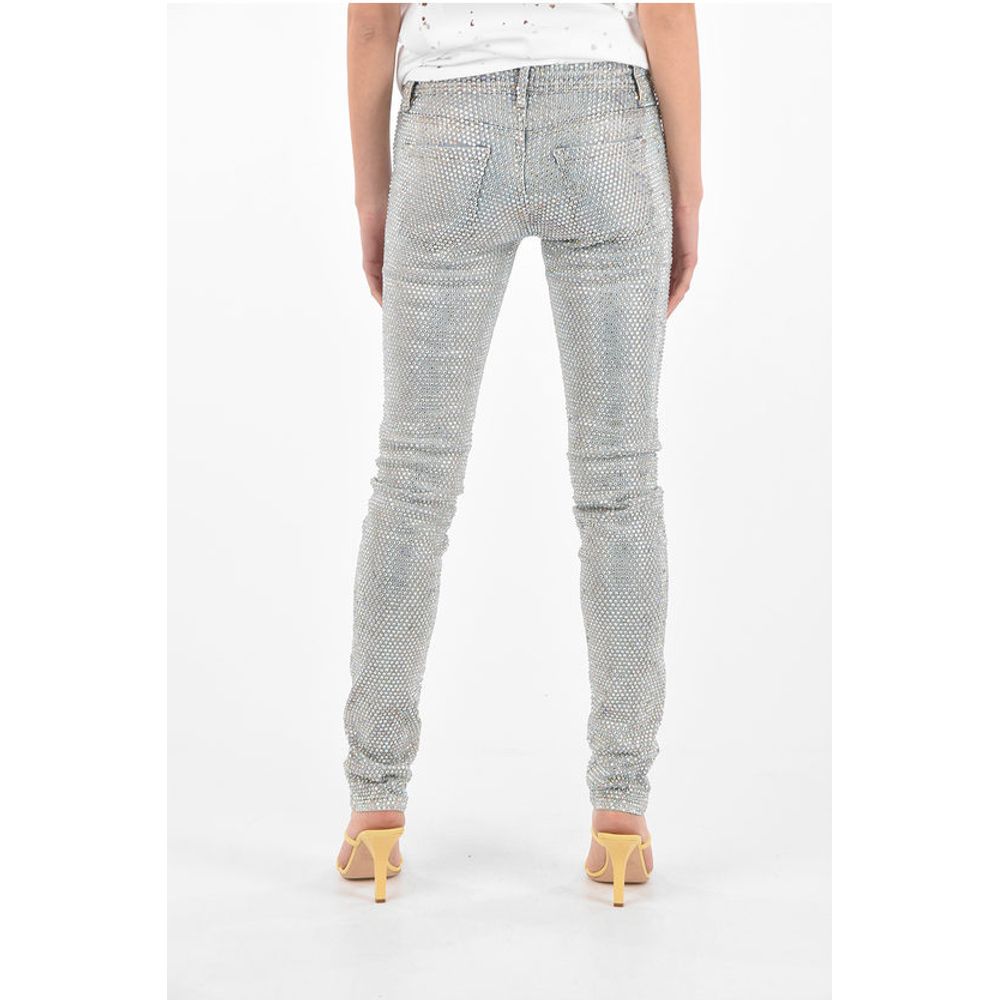 all-over crystals slim fit jeans