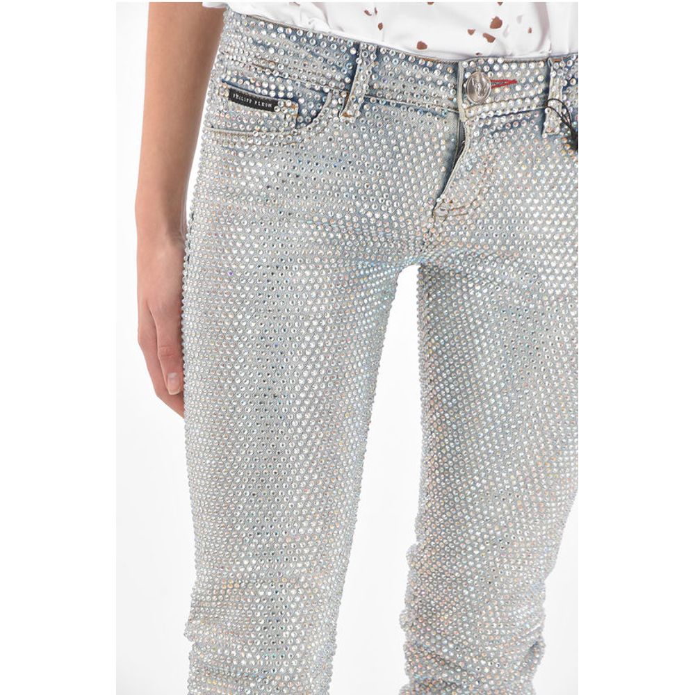 all-over crystals slim fit jeans