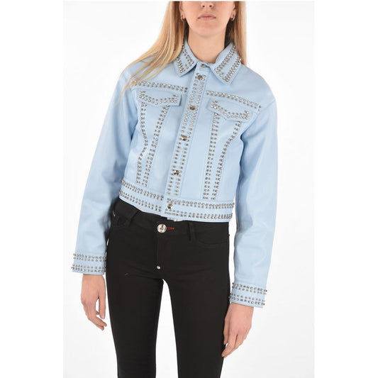 COUTURE Leather Bomber Jacket CRYSTAL embellished with studs
