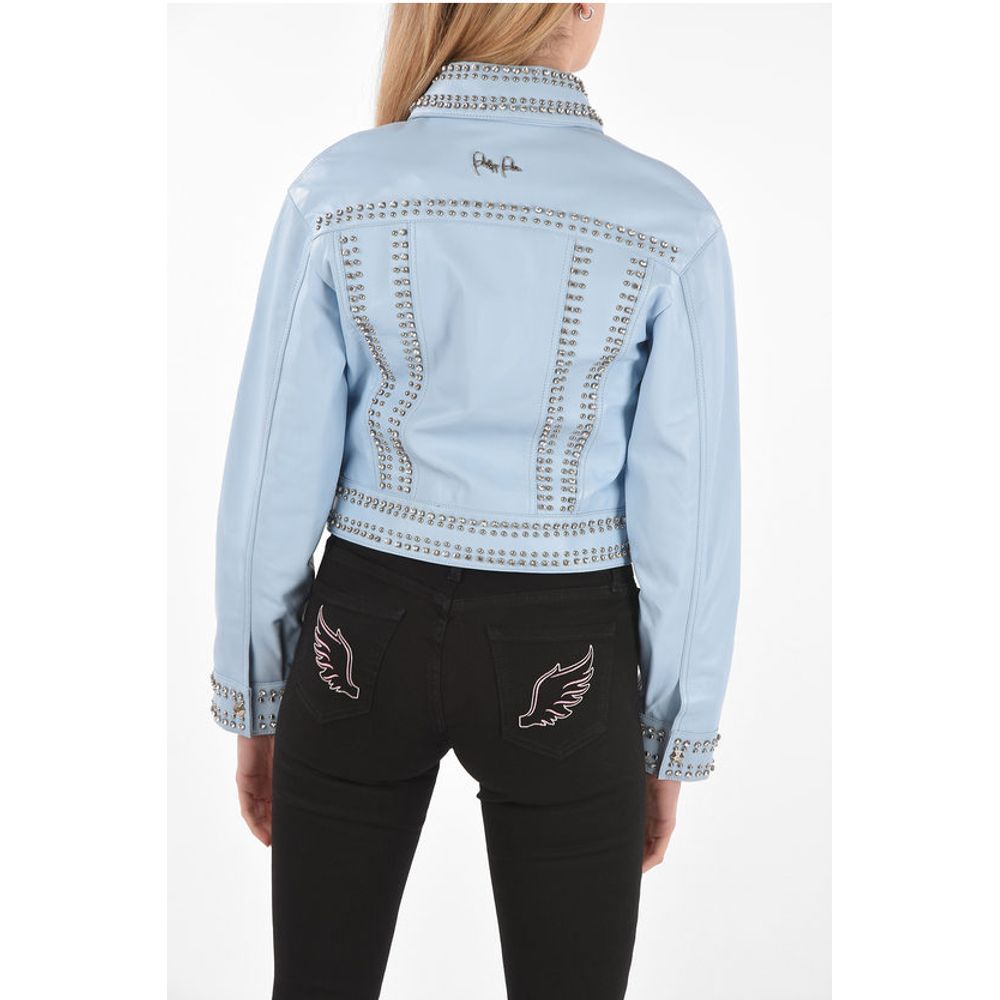 COUTURE Leather Bomber Jacket CRYSTAL embellished with studs