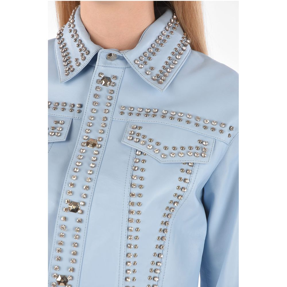 COUTURE Leather Bomber Jacket CRYSTAL embellished with studs